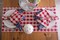 Patriotic 4th of July Stars & Check Summer Tabletop Collection – Table Runner, 14 x 108 Inches, Red, White & Blue